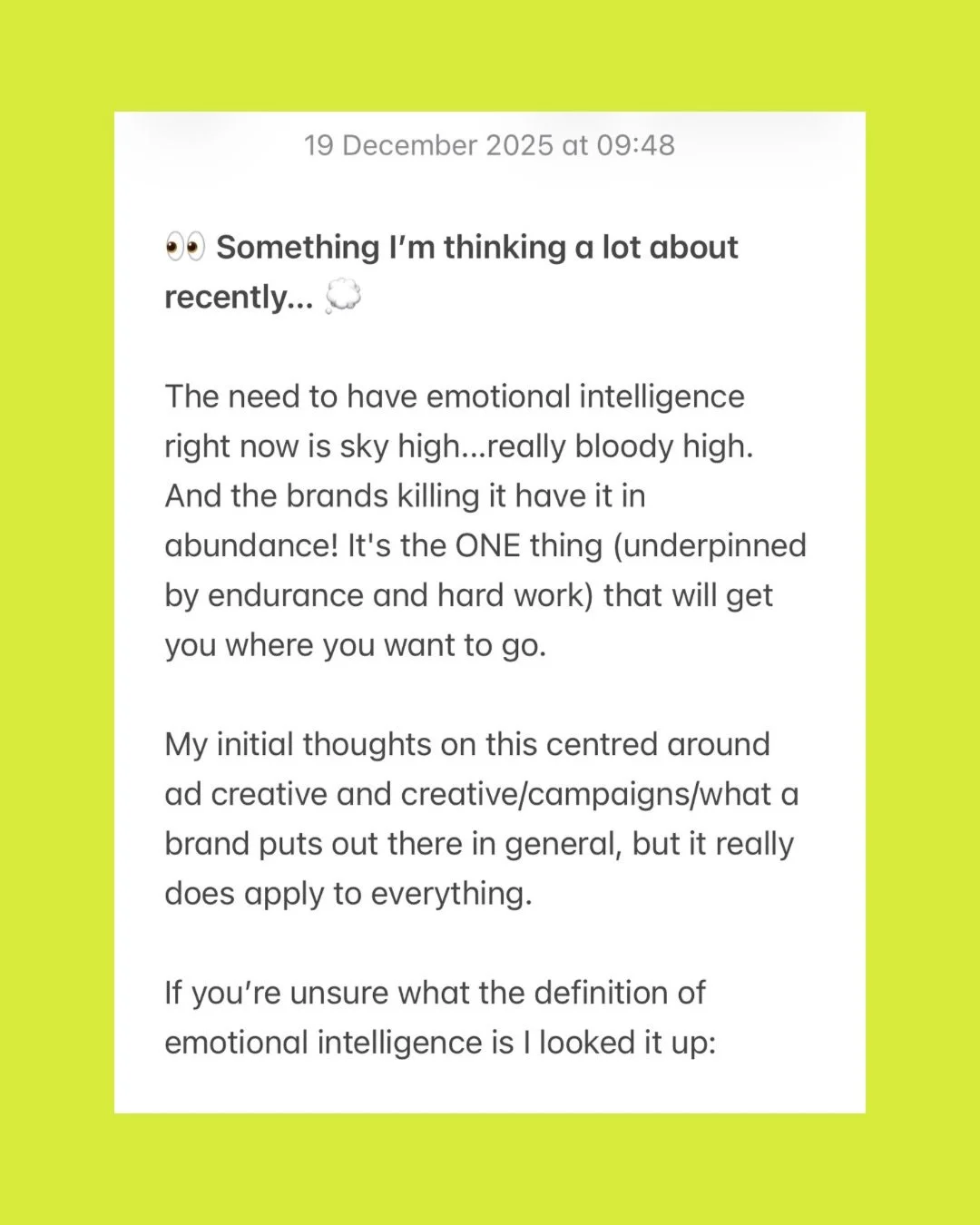 I wrote this the other day in about 4 minutes in the notes on my phone. Been thinking about it a lot since summer and wanted to share in some way. And what better way than to paste it exactly how I typed it. 

I&rsquo;d love to know if you feel the s
