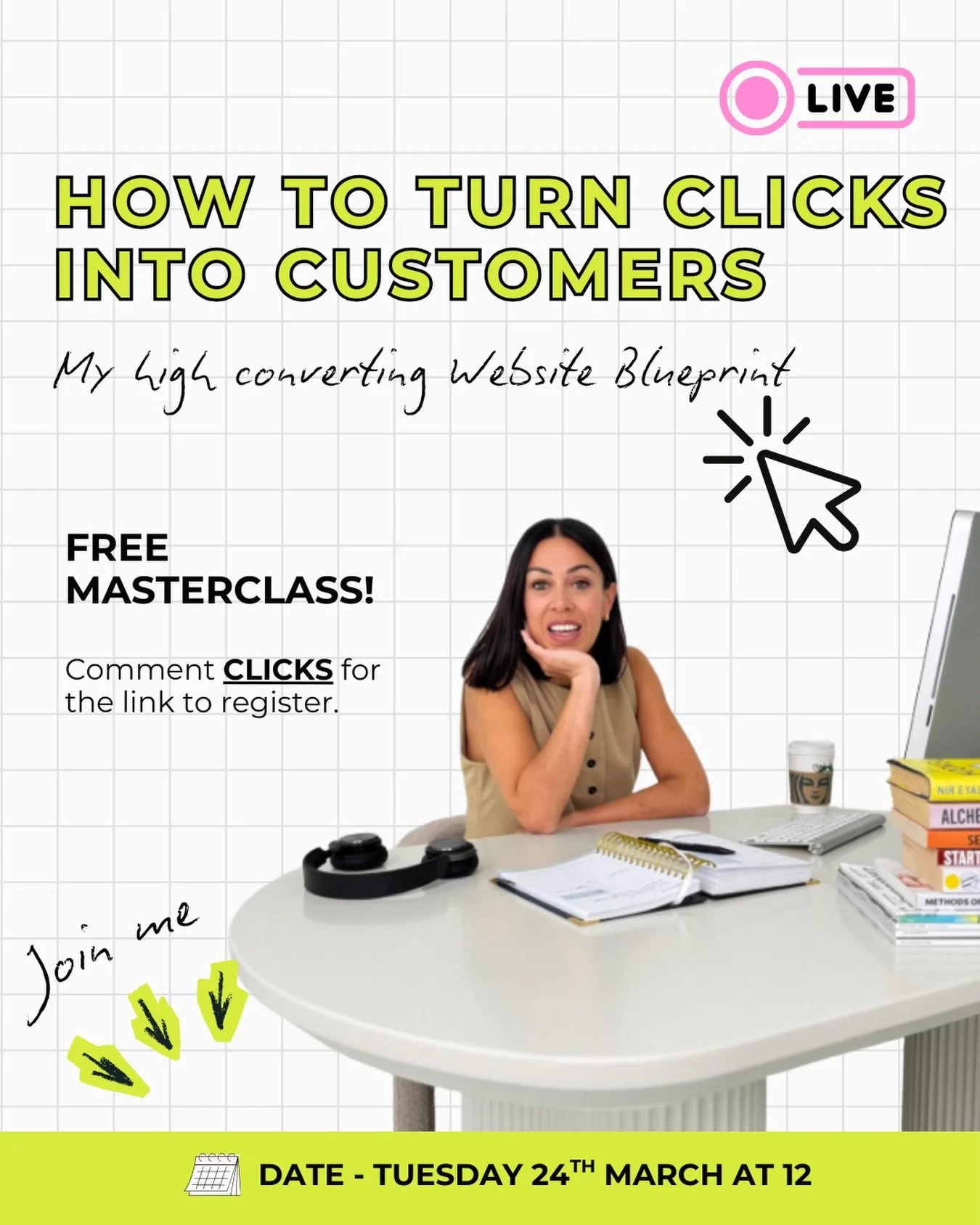 📣 I&rsquo;m running a workshop that you can attend&hellip;for free. Packed with information on making sure your site is set up to convert. 

You don&rsquo;t want to miss this. But if you need to you can still get a replay of it. 

Comment or DM the 