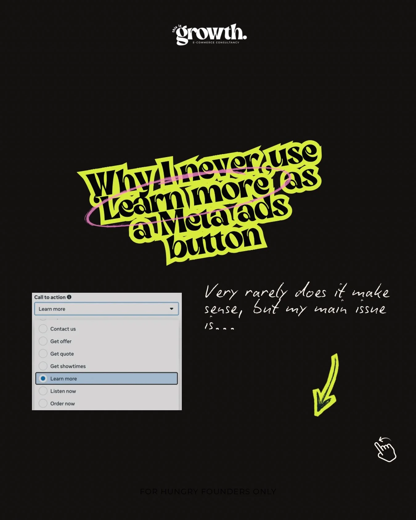 Who wants to actually learn more? In this context? 

You&rsquo;re there watching MAFS whilst scrolling on your phone and here&rsquo;s a brand asking you to &lsquo;learn more&rsquo;. No thanks. 

Writing this from a product stance only of course&helli