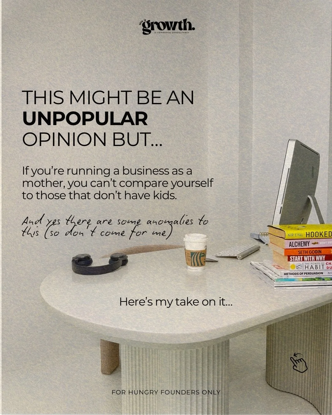 Yes, you might have caring responsibilities and some people struggle to have kids and really want them, I&rsquo;ll acknowledge that every day of the week but&hellip;

This is fact.

The person who can work a 50 hour week versus a 10 hour week will mo