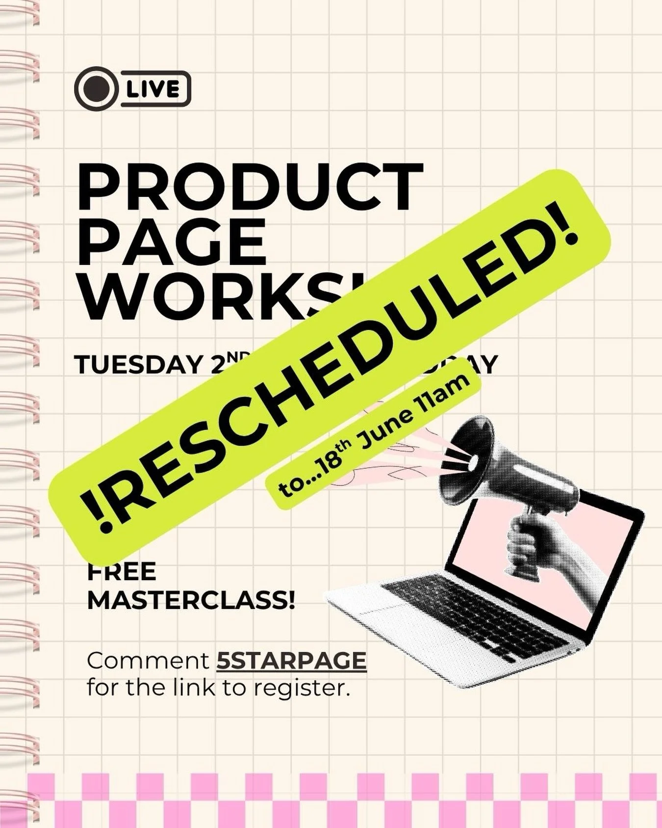 🚨 Unfortunately this needs to be rescheduled. Apologies to everyone who has signed up to attend. But&hellip;it&rsquo;s now on Thursday 18th June at 11.

If you haven&rsquo;t already signed up and you want to attend then comment 5STARPAGE below and I