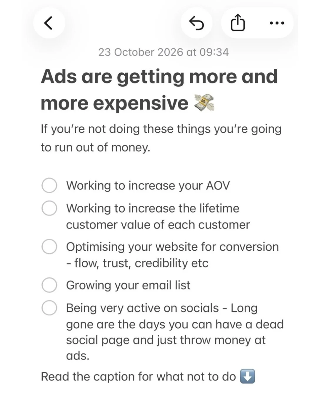 Everything has to pull its weight, it&rsquo;s an entire ecosystem at work. Here&rsquo;s some of the things I see brands do that I wouldn&rsquo;t advise:

❌ Not posting on socials daily, no stories, no founder present, no energy, generally dead. The m