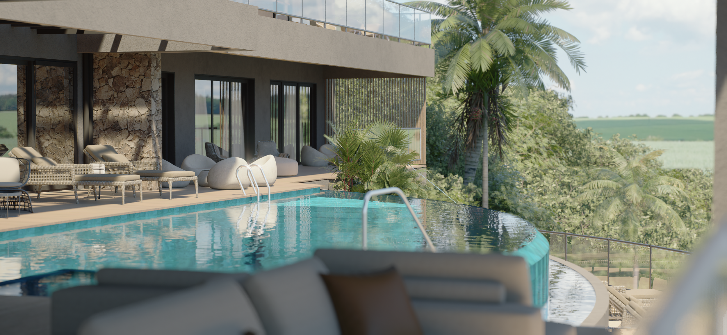 Luxury outdoor swimming pool sustainable design build in costa rica guanacaste award winning construction company