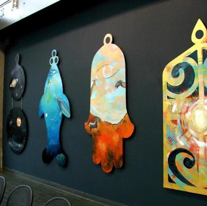 7 Days, detail of amulets installation, 40 x 8 ft