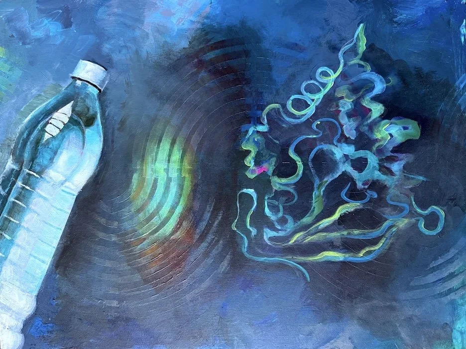 Plastic Eating Enzyme, Acrylic on wood, 18 x 24 inches