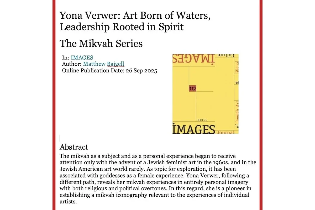 Yona Verwer: Art Born of Waters, Leadership Rooted in Spirit­. The Mikvah Series