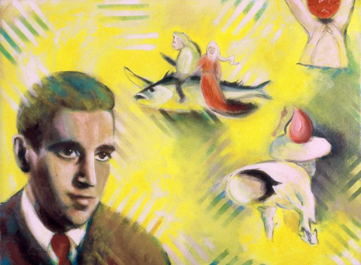 J.D. Salinger and the Garden of Earthly Delights 2, Acrylic on canvas