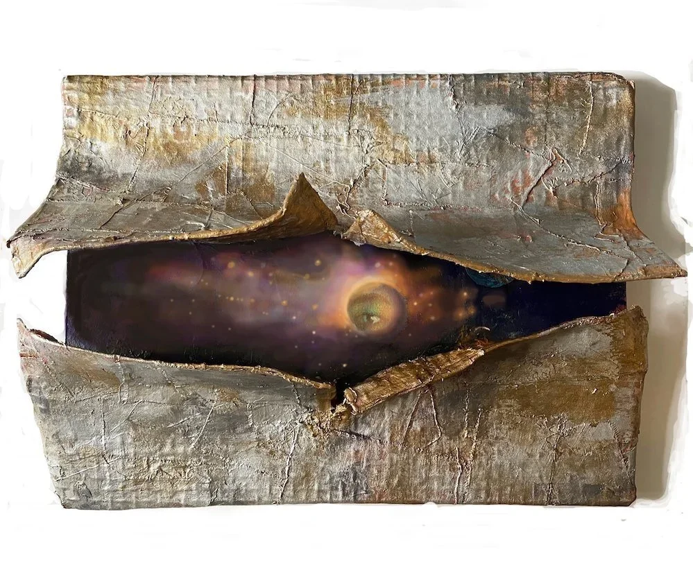 Genesis / From Something to Nothing, Acrylic on sculpted canvas, 26 x 18 x 6 inches, 2023