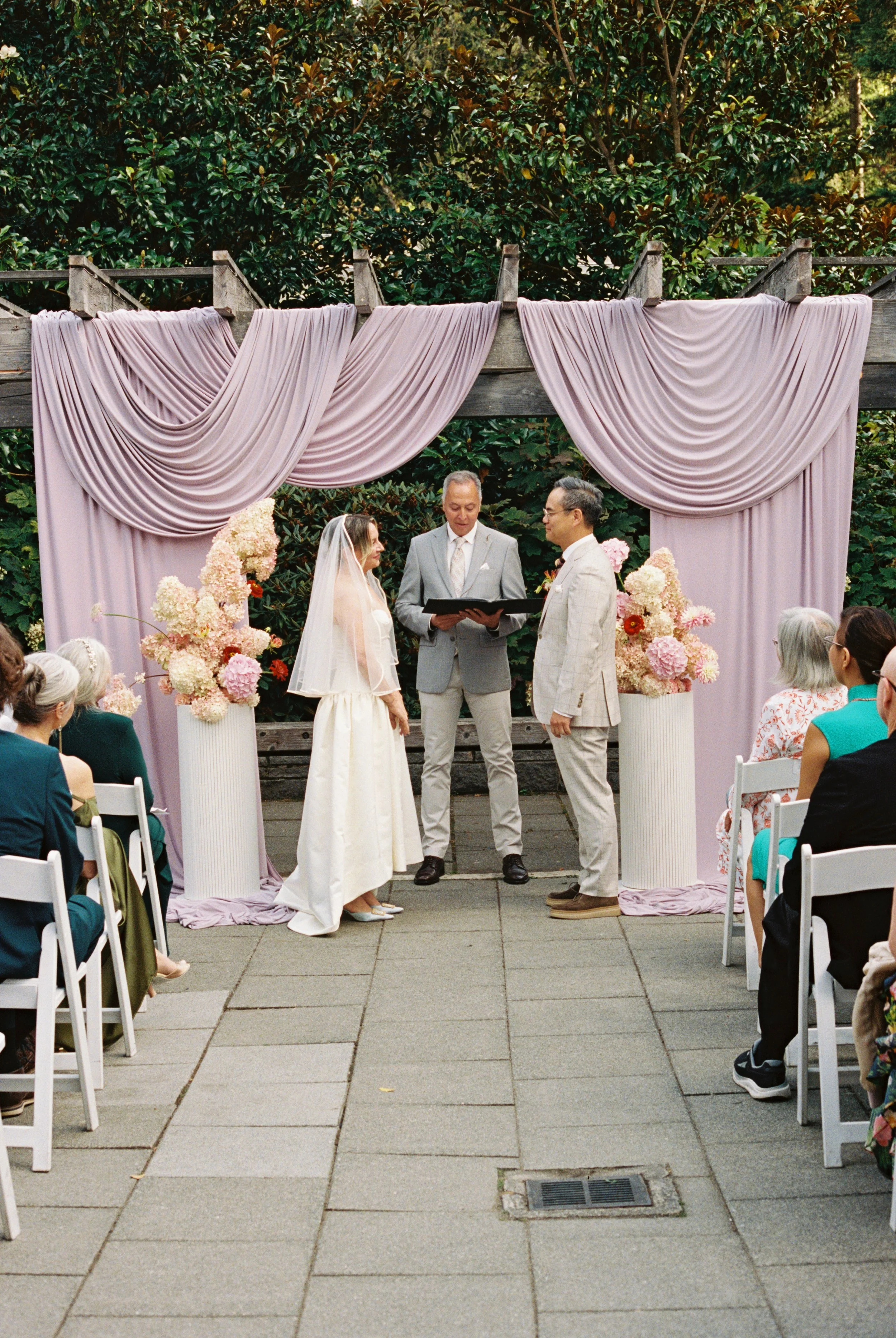 A intimate wedding ceremony captured on 35mm film in Bend Central Oregon