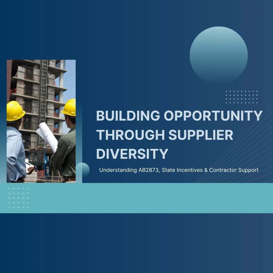 Power Hour is today! ⚡

Get ready for real tools, real talk, and real opportunities. We&rsquo;re breaking down what supplier diversity really means, how the state is incentivizing GCs to hire diverse subs, and what it takes to prepare and succeed in 