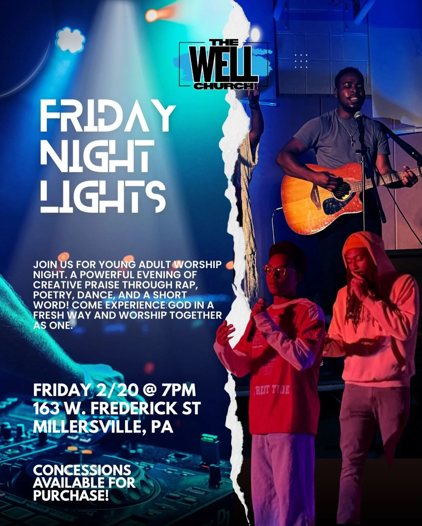 THIS FRIDAY !!! 🪩 Come out to our Friday Night Lights , a night of worship through creativity, where voices, stories, and gifts are used for the glory of God. Whether it&rsquo;s spoken word, music, rap, or song, this is a space to encounter His pres