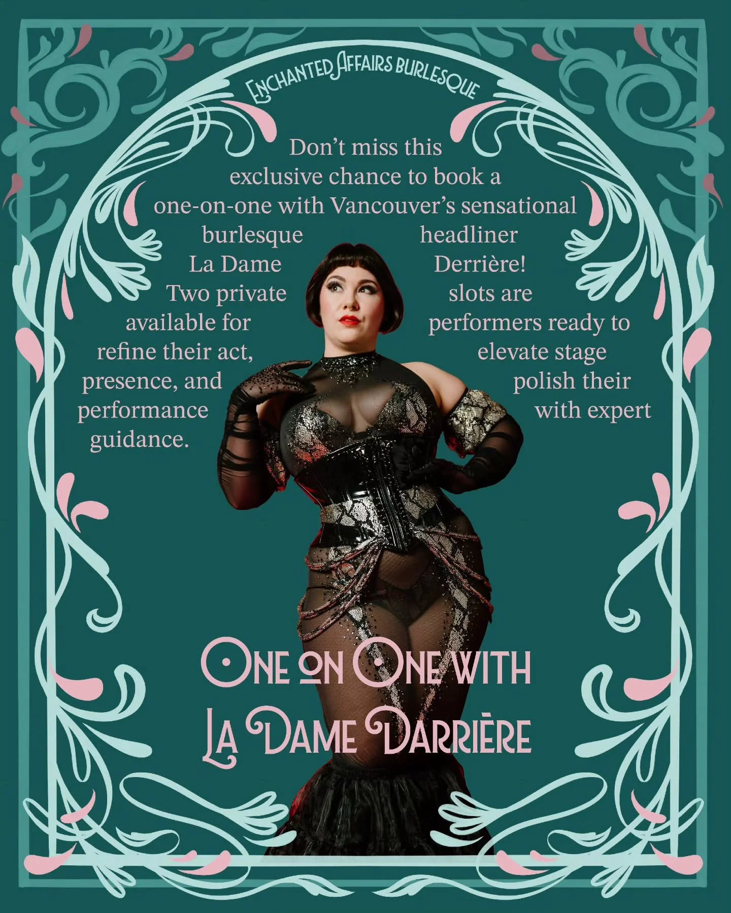 ✨ Exclusive 1:1 Burlesque Coaching ✨
Elevate your craft with Vancouver&rsquo;s sensational burlesque headliner La Dame Derri&egrave;re. Two private 50-minute coaching spots are now open for performers ready to refine their act, strengthen stage prese