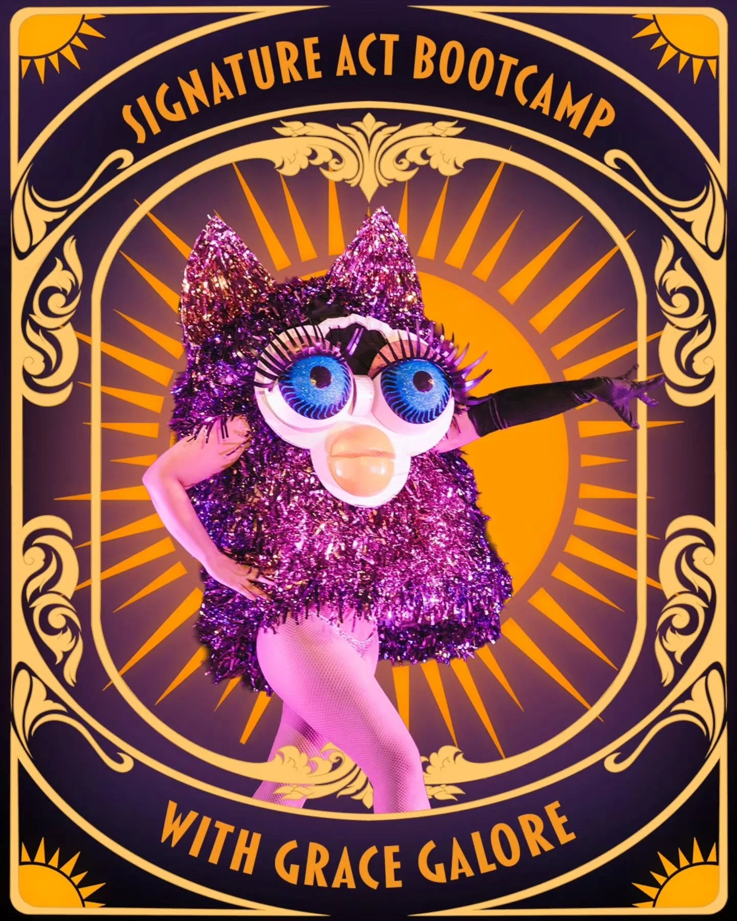 Got an idea for an act?

 Let&rsquo;s whip it into something unforgettable.

In this hands-on workshop, Grace Galore shares the creative framework behind her internationally recognized Felicia the Furby act and shows you how to develop original, full