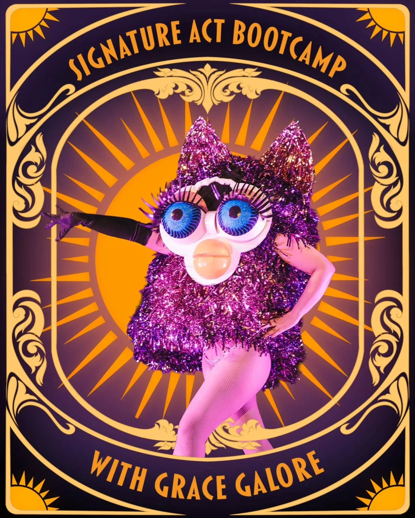 Got an idea for an act?

 Let&rsquo;s whip it into something unforgettable.

In this hands-on workshop, Grace Galore shares the creative framework behind her internationally recognized Felicia the Furby act and shows you how to develop original, full