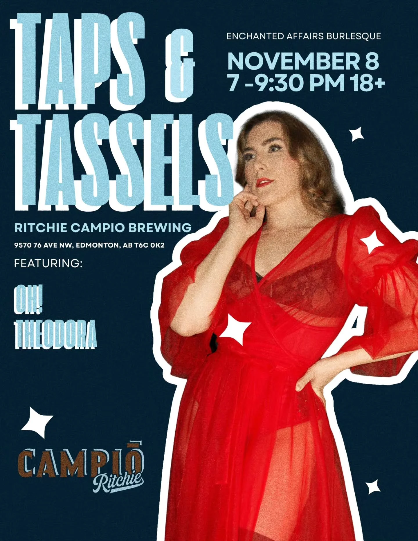 Performer Announcement!

She is ready to hit the stage for an evening of satin glances and feverish flutters. This callipygian courtesan will have you saying ..Oh..Oh OH! Theodora.
---------------------------
Step into an intimate evening where glamo