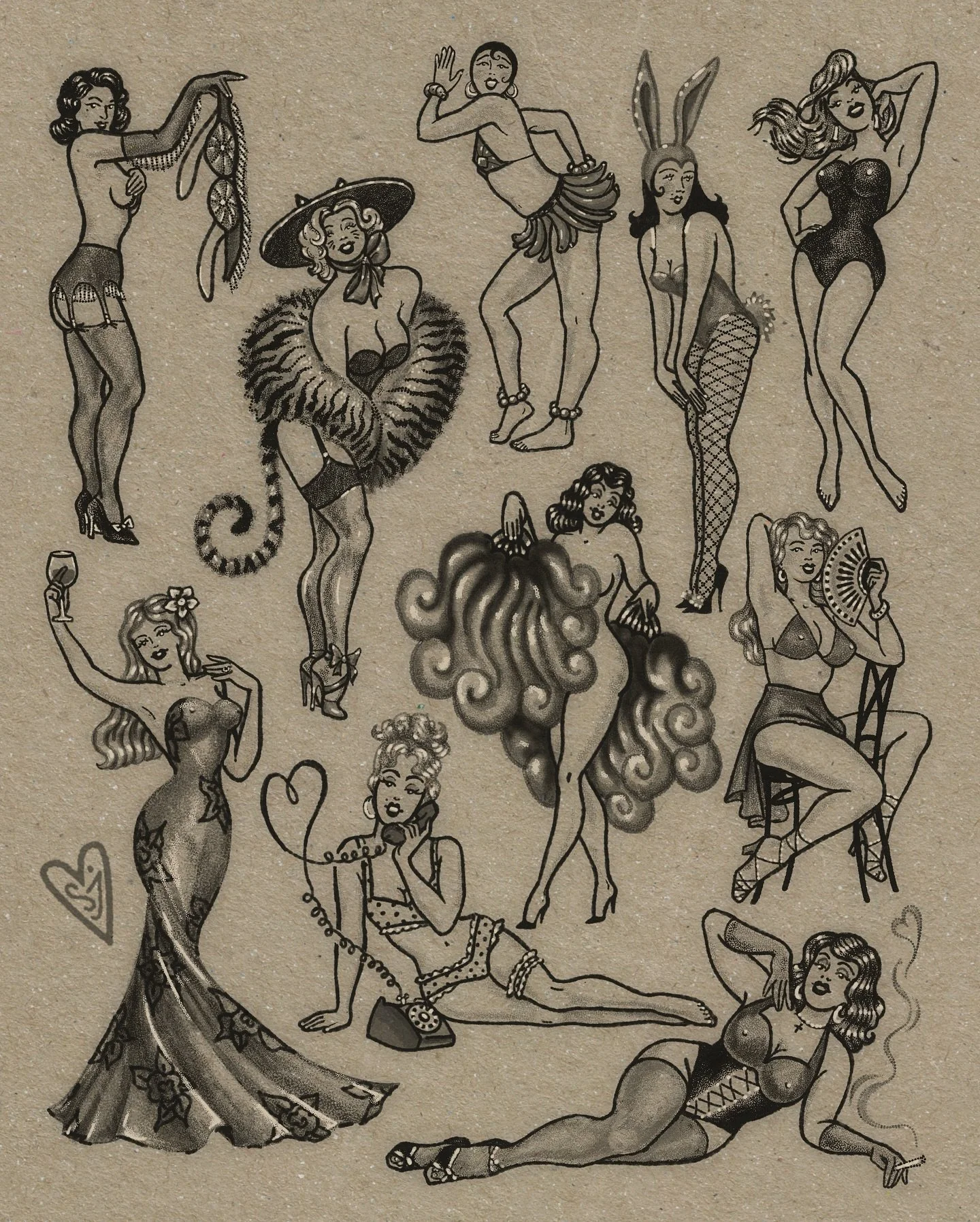Vintage pinups ➡️ swipe to find yours &mdash; over 30 designs available now for real collectors. From tiny 1&ndash;2 inch charms to bold statement pieces, each one can be adjusted to your size, placement, and vibe

📍 @outerlimitstattoo , Long Beach,