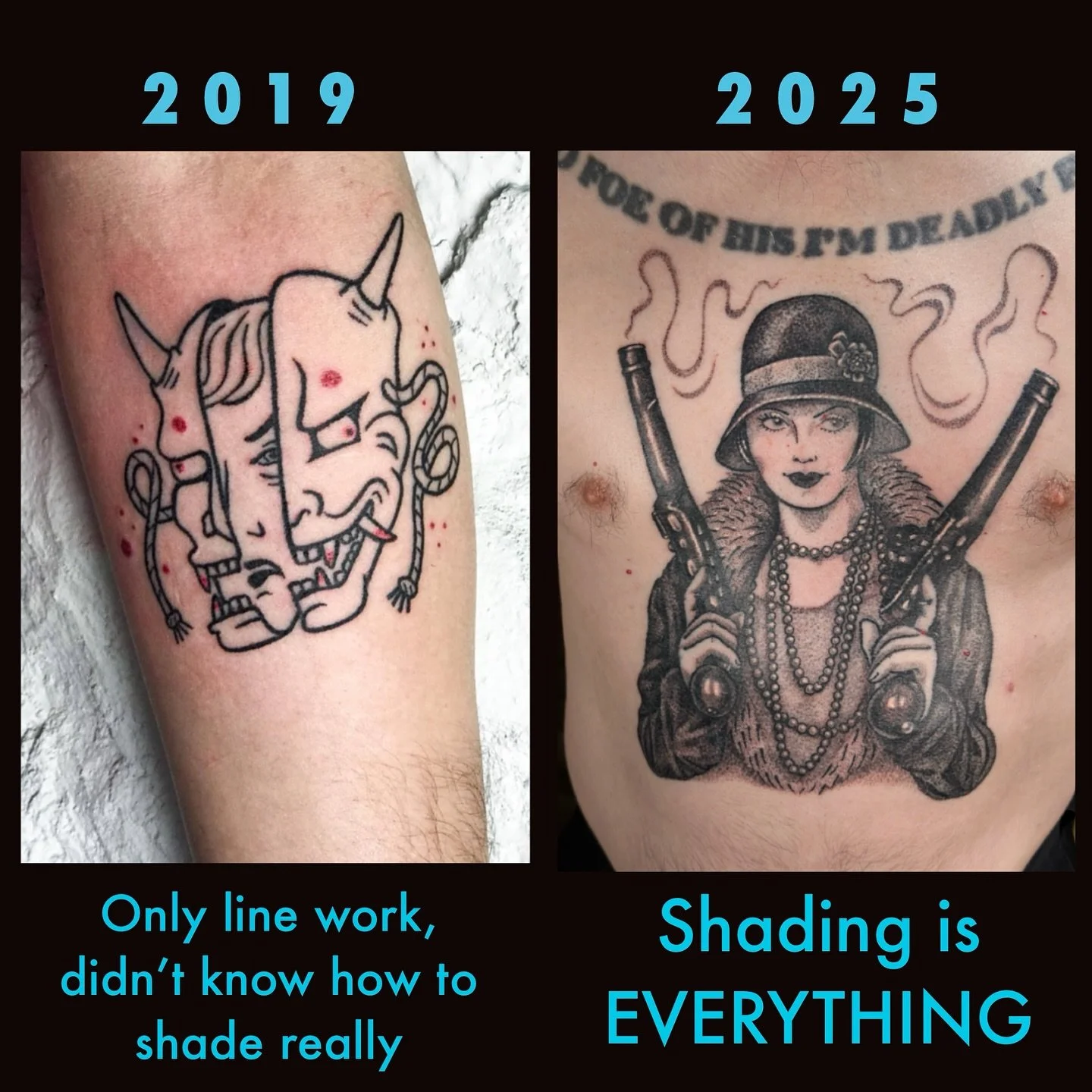 ➡️swipe to see them all
Before birthdays, we all get a little reflective. Instead of scrolling my old posts this year, I wanted to actually share my thought process with you and show you how far I&rsquo;ve come &mdash; side by side, comparing my work