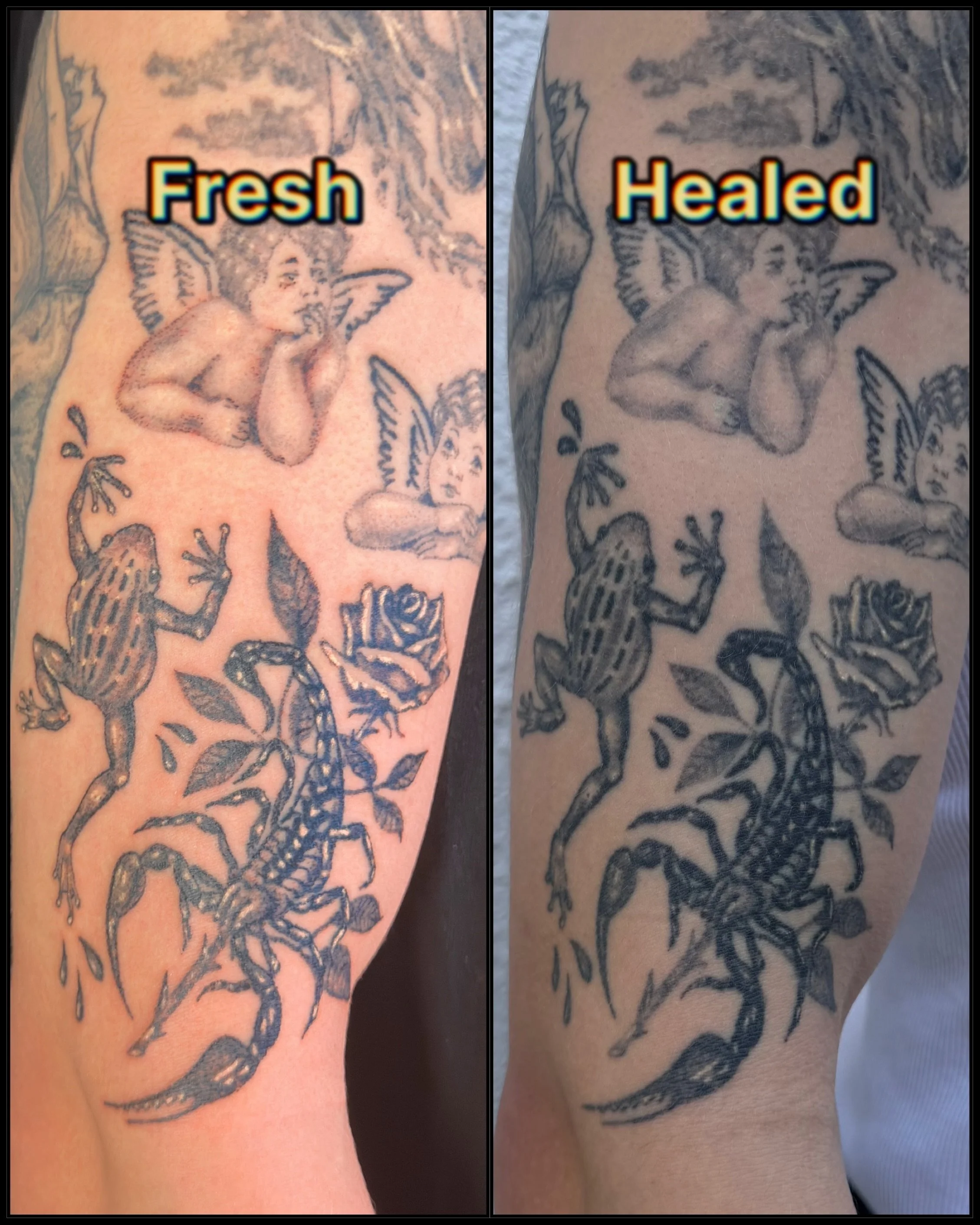 Fresh vs healed ➡️ which one is your favorite?

My favorite thing about handpoke tattoos is how beautifully they settle into the skin over time. The texture softens, the black evens out and everything starts feeling like it naturally belongs there.

