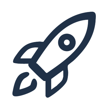 Line drawing of a rocket ship.