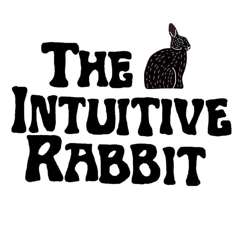 Text reading 'The Intuitive Rabbit' with a simple outline drawing of a rabbit beside the text.