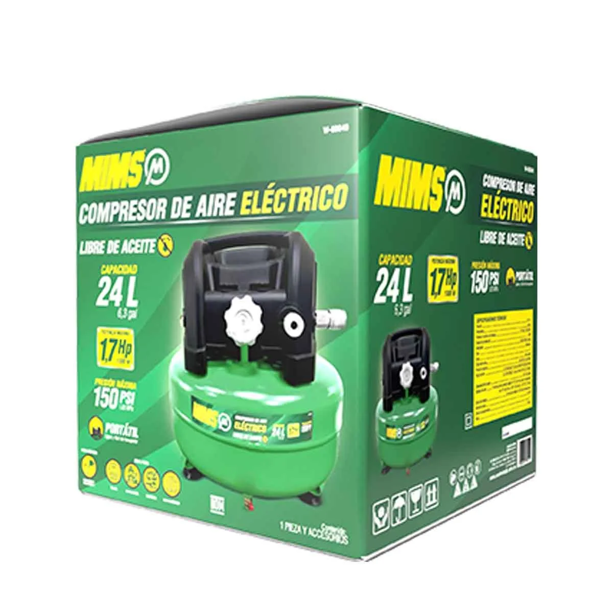 COMPRESOR DE AIRE LIBRE DE ACEITE 24L (MIMS) 110 V