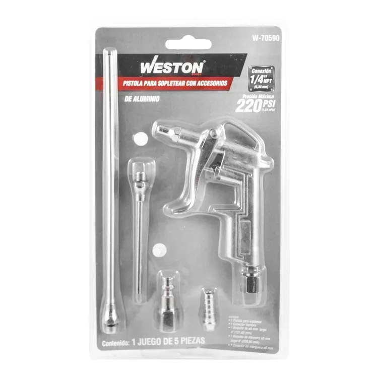 PISTOLA PARA SOPLETEAR CON ACCESORIOS (JGO 5 PIEZAS) / WESTON