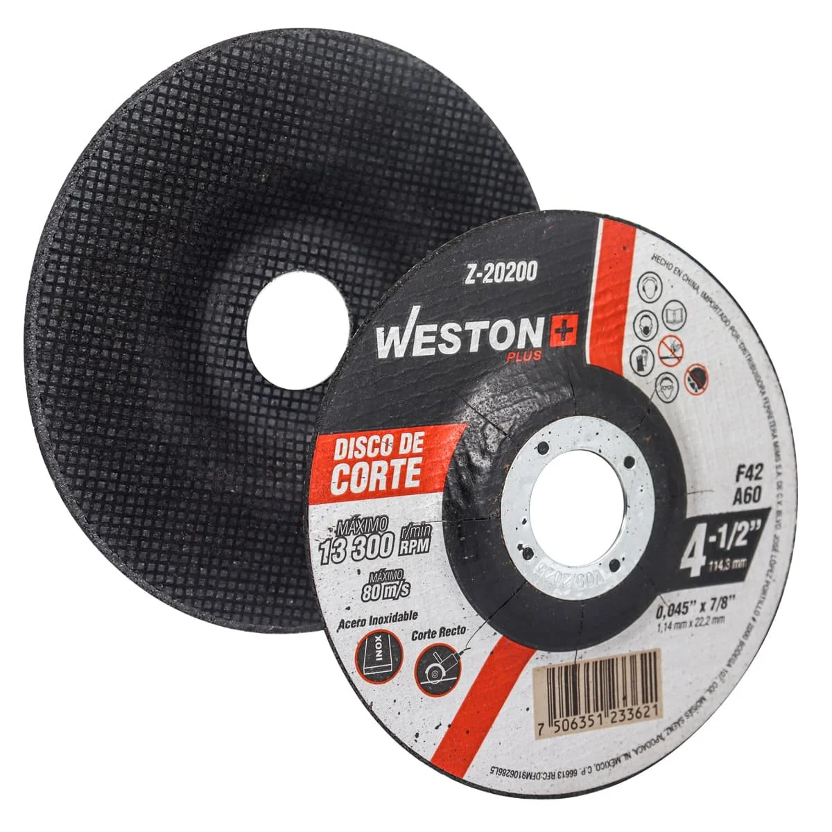 DISCO D/CORTE P/INOX. 4-1/2" x 0.045"(1.2) x 7/8" F42