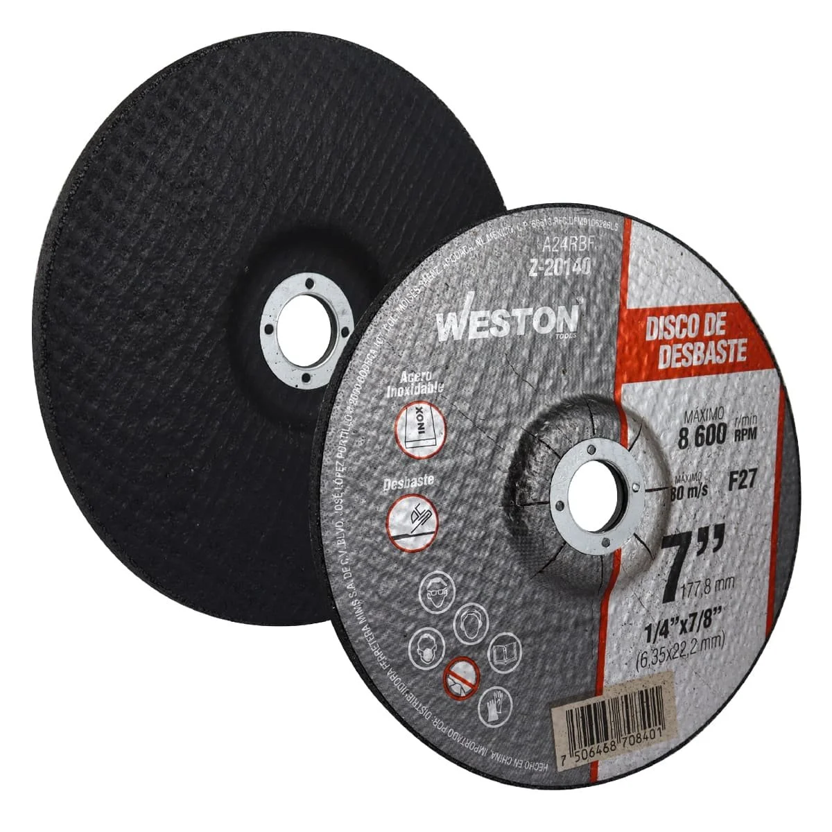 DISCO D/DESBASTE P/INOX. 7" x 1/4"(6.35) x 7/8" F27