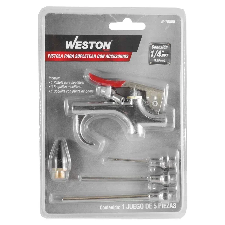 PISTOLA P/SOPLETEAR C/ACCESORIOS (JGO 5 PZAS) / WESTON