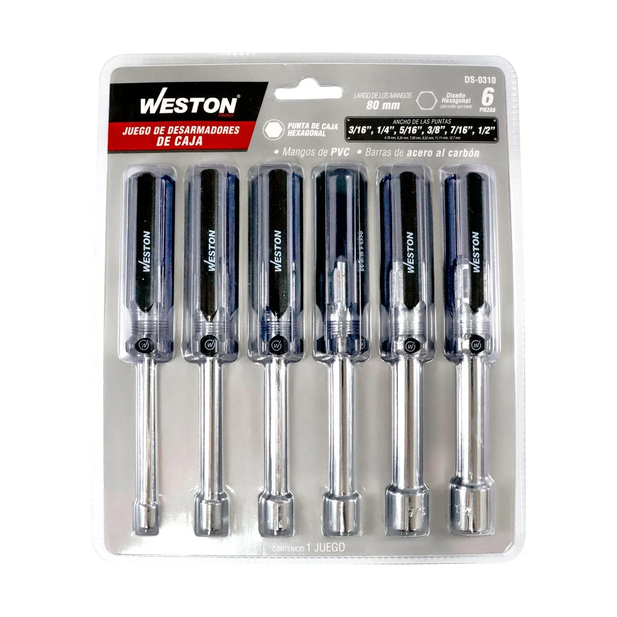 JUEGO DE 6 DESARMADORES DE CAJA MANGO PVC ASME-B107.600