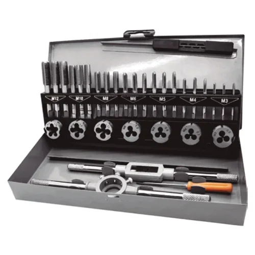 JUEGO DE DADOS Y MACHUELOS DE ACERO ALEADO METRICO 32 PIEZAS / WESTON