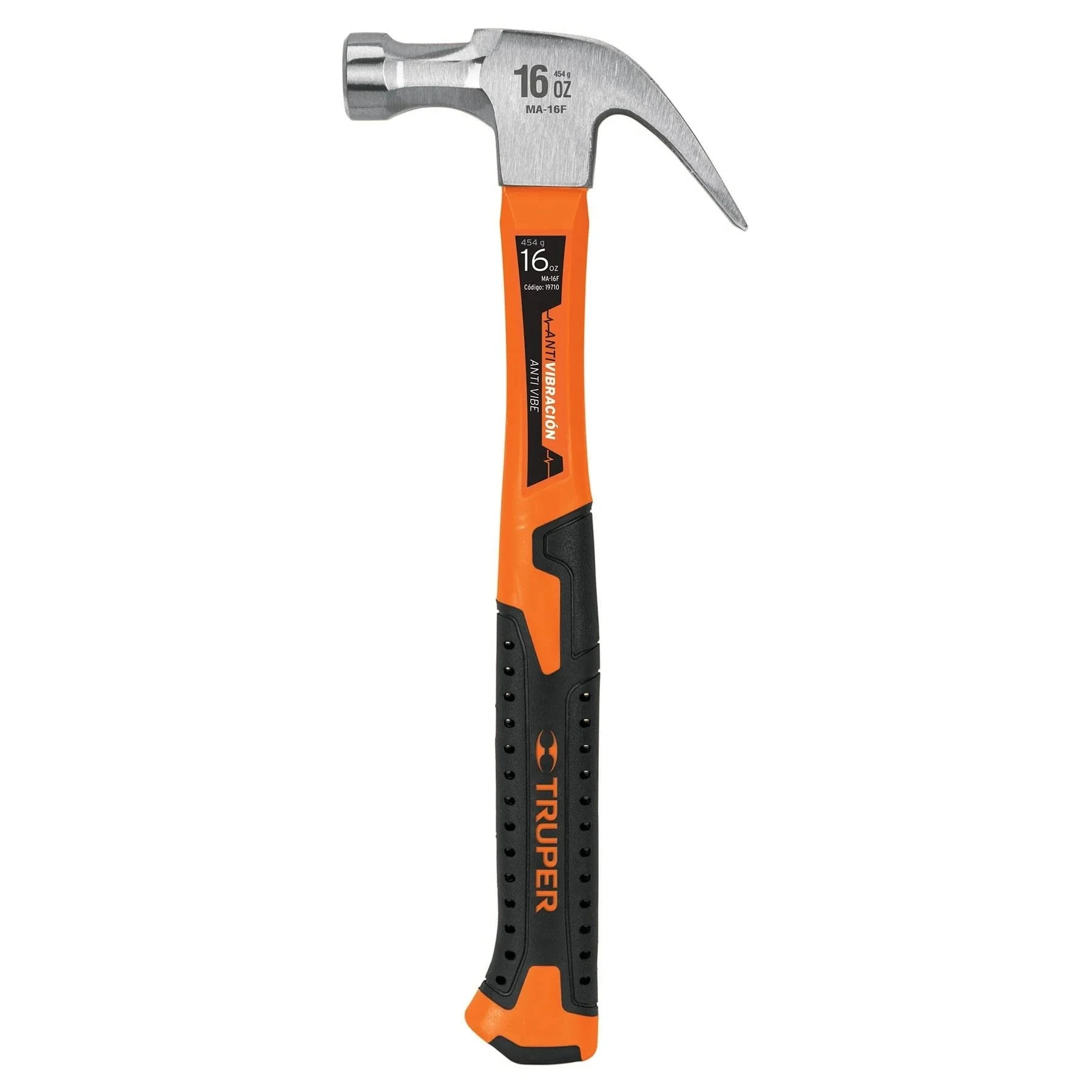 MARTILLO 16oz UÑA CURVA, MANGI FIBRA DE VIDRIO / TRUPER