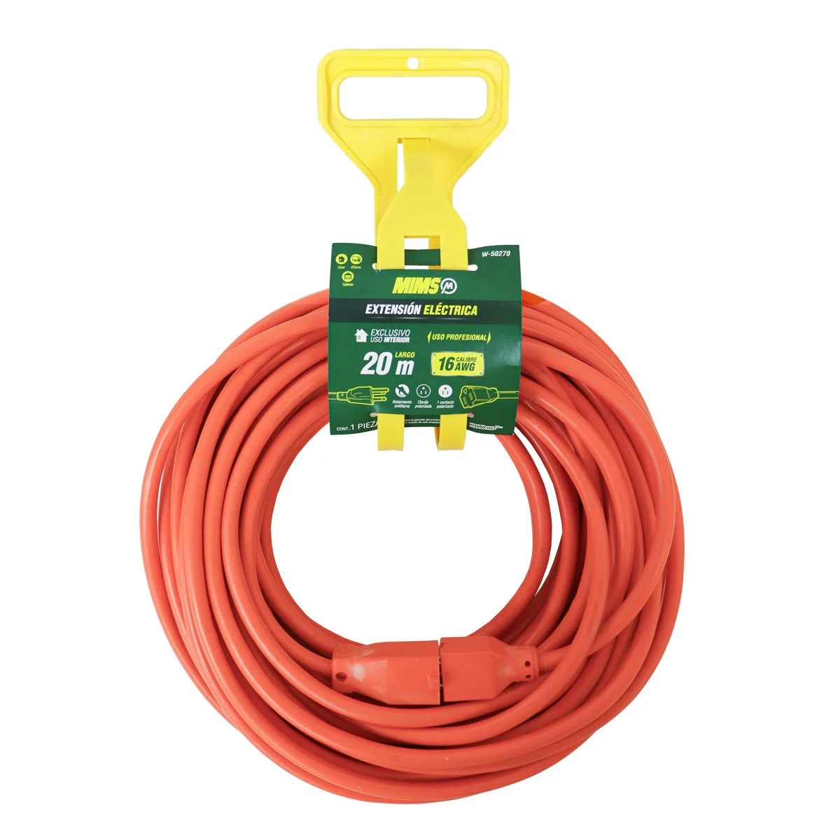 EXTENSION PROFESIONAL 1 CONTACTO 3X16 NARANJA 20MTS. / MIMS