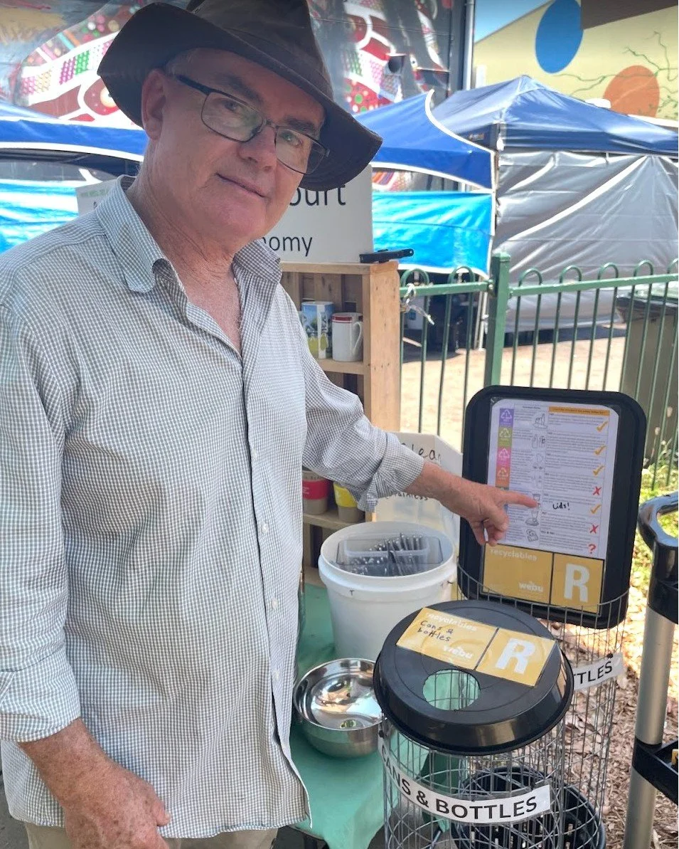 Darwin can lead Australia in reusables and the circular economy, we can cut waste, create local jobs, and turn resources back into community value instead of landfill.
Every Sunday you will find Nick O'Loughlin at the Reusable Café - helping