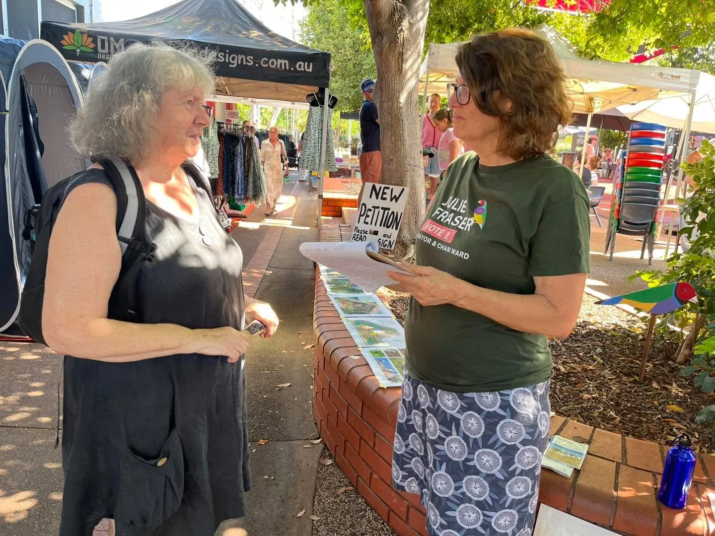 Today I was at Nightcliff Markets. I met  Elizabeth and we discussed accessibility , shade and connected walkways. 
I’m here to listen and support our community. Get in touch by email or sending me a message. My council email is in my bio .