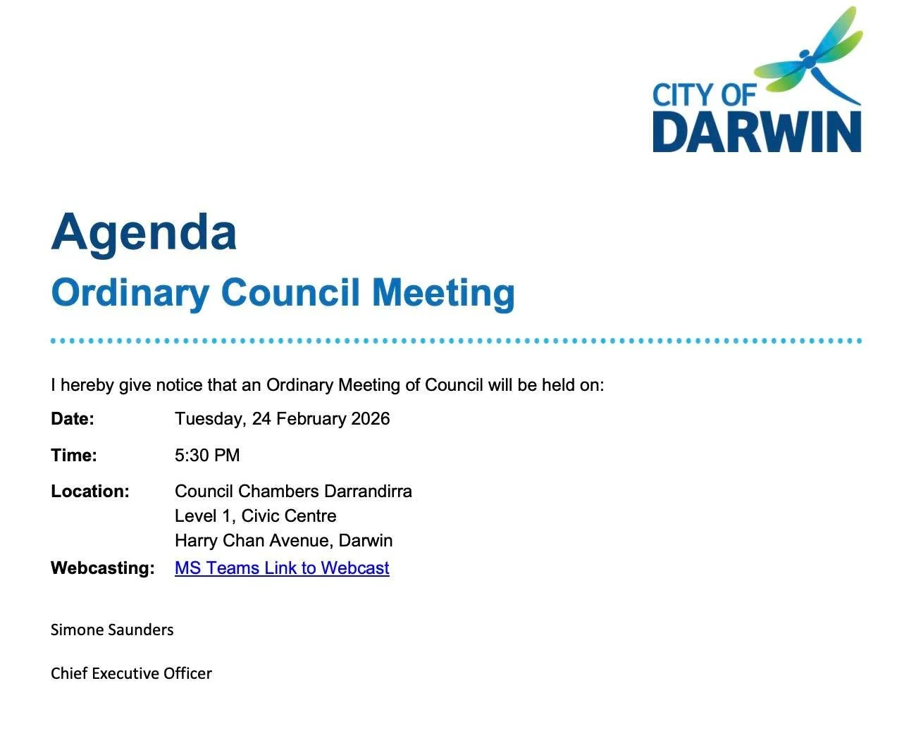 If you can't make it to the Ordinary Meeting of Council tonight - you can join on Teams. The meeting is broadcast, so please access Teams via the link on the meeting agenda. 

Agenda here: https://tinyurl.com/cyaazpr6
