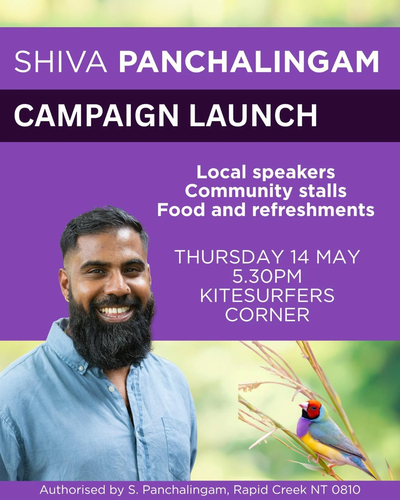 Come along today to the launch of @shivapanchalingam4chan. I'll be there as a speaker - see you there. 

#PowerToCommunities #DarwinCityCouncil #futureproofdarwin #DarwinCouncil #cityofdarwin #independentrepresentative #thisispeoplepower