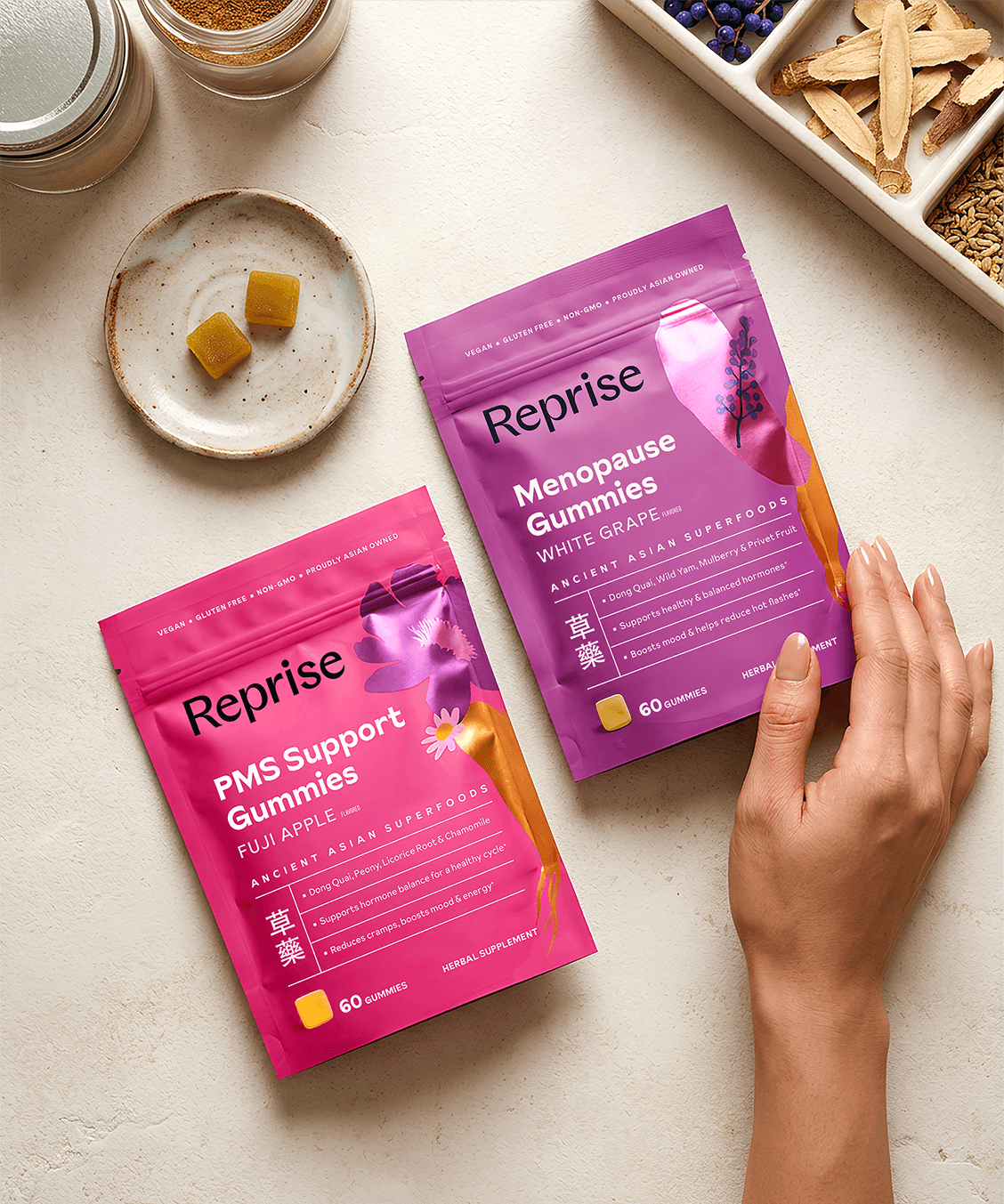 Reprise Women's Health Gummies PMS Support Menopause Packaging Design