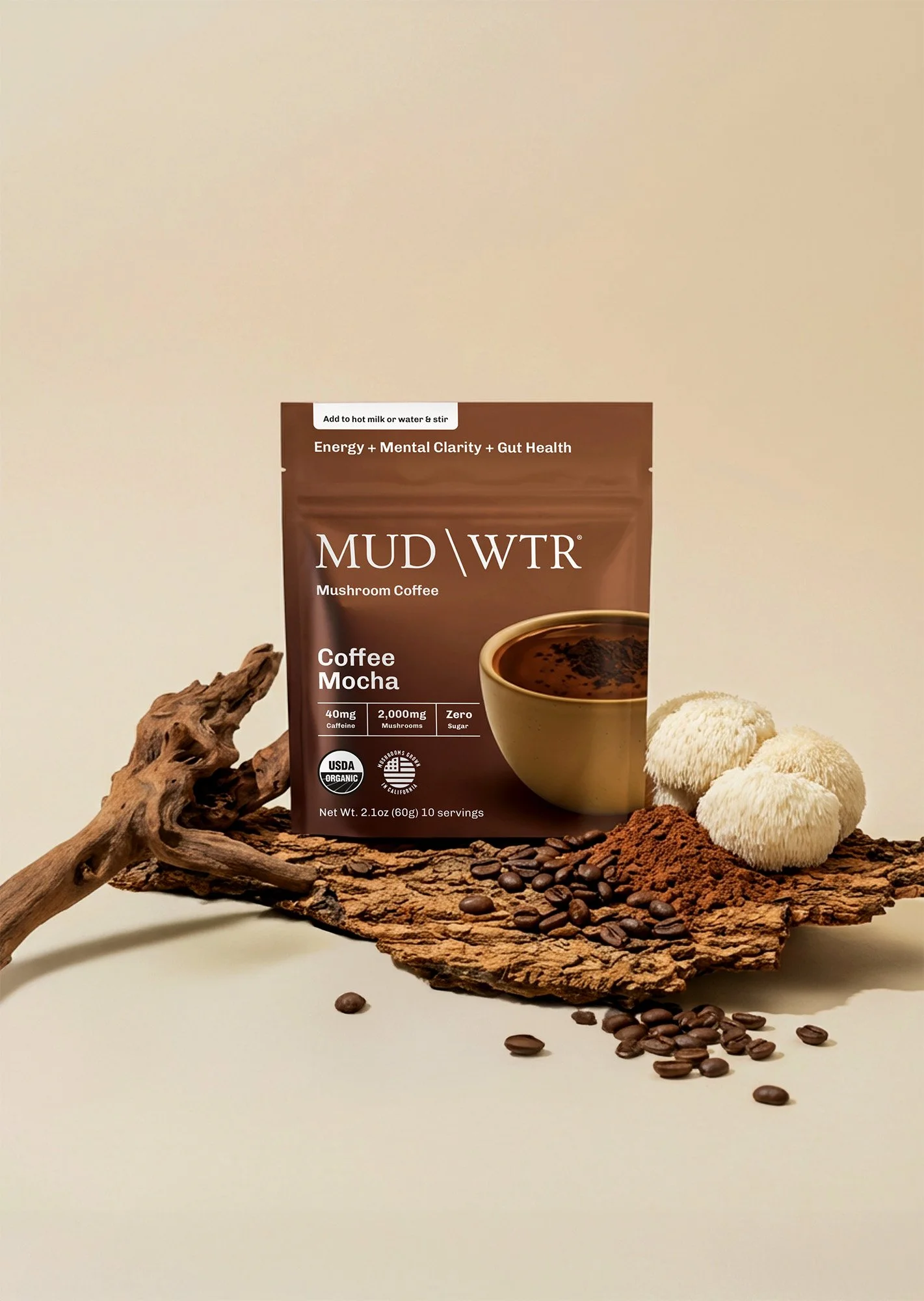 MUD\WTR Packaging Design Refresh Anna Ison Auros Design Mushroom Alternative Coffee Mocha Blend
