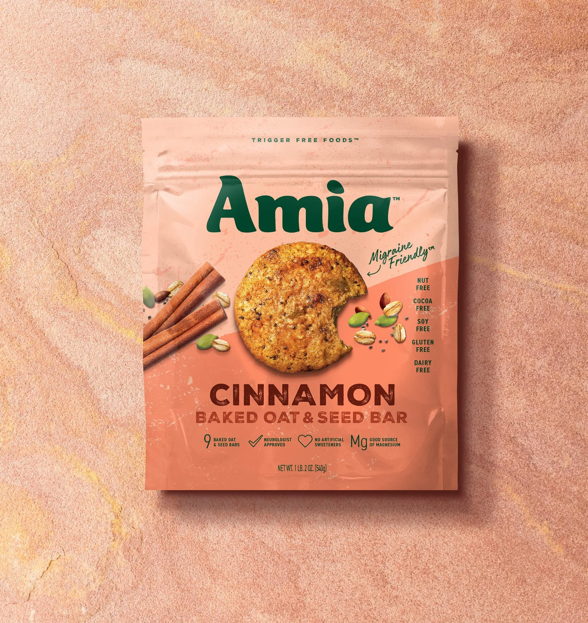 Amia Packaging Design Baked Oat and Seed Bar Cinnamon