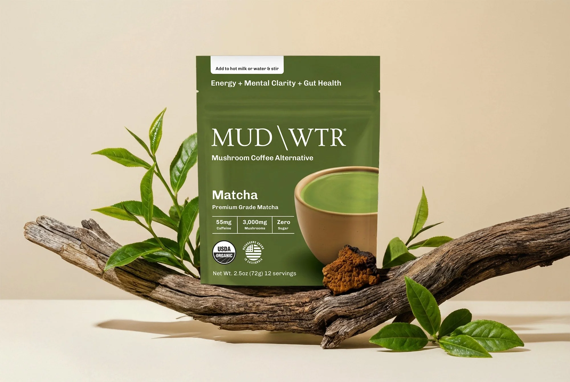MUD\WTR Packaging Design Portfolio Architecture Anna Ison Auros Design Mushroom Coffee Alternative Matcha