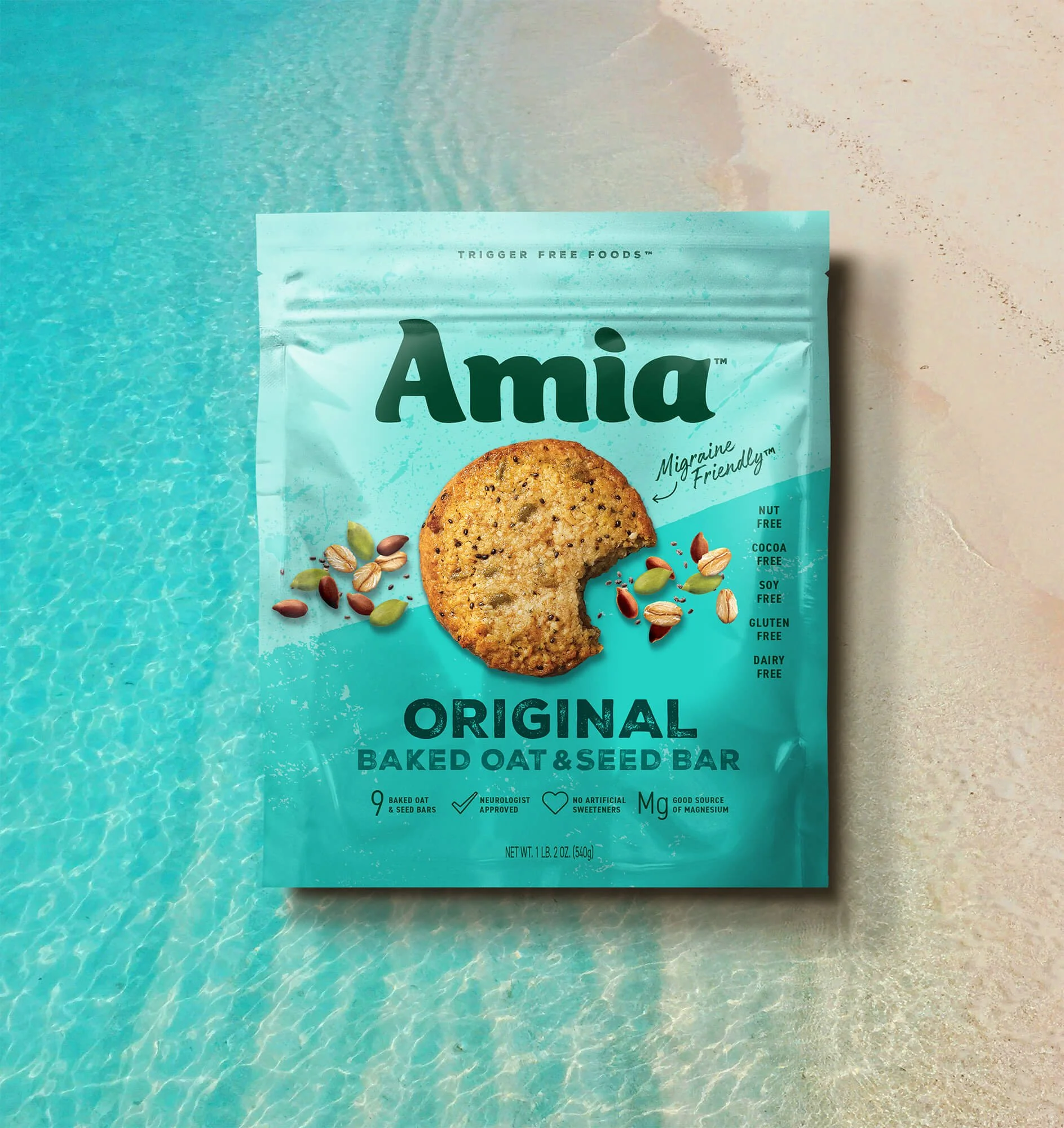 Amia Packaging Design Baked Oat and Seed Bar Original Pouch Design