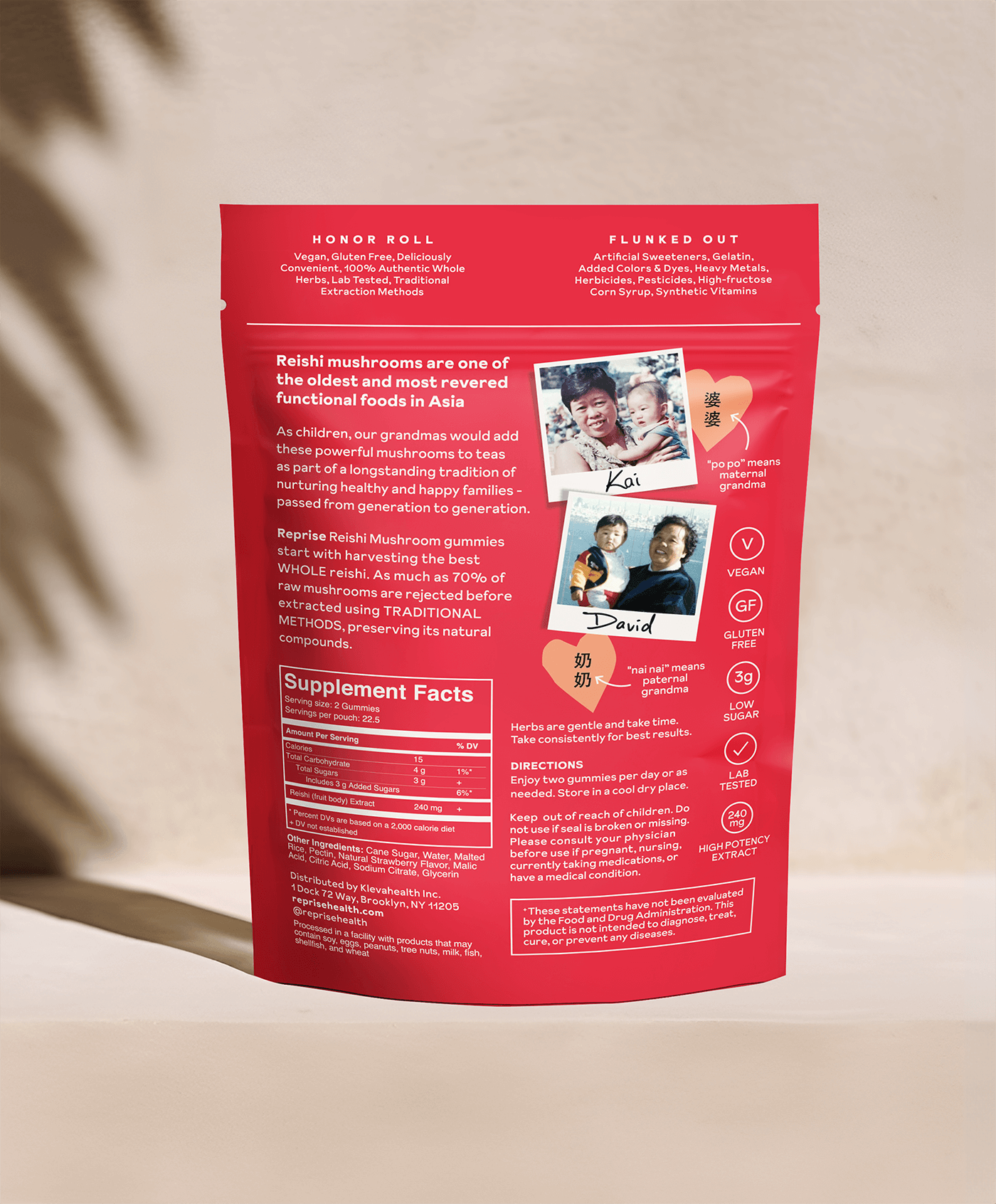 Reprise TCM Gummies Packaging Design Reishi Mushroom Back