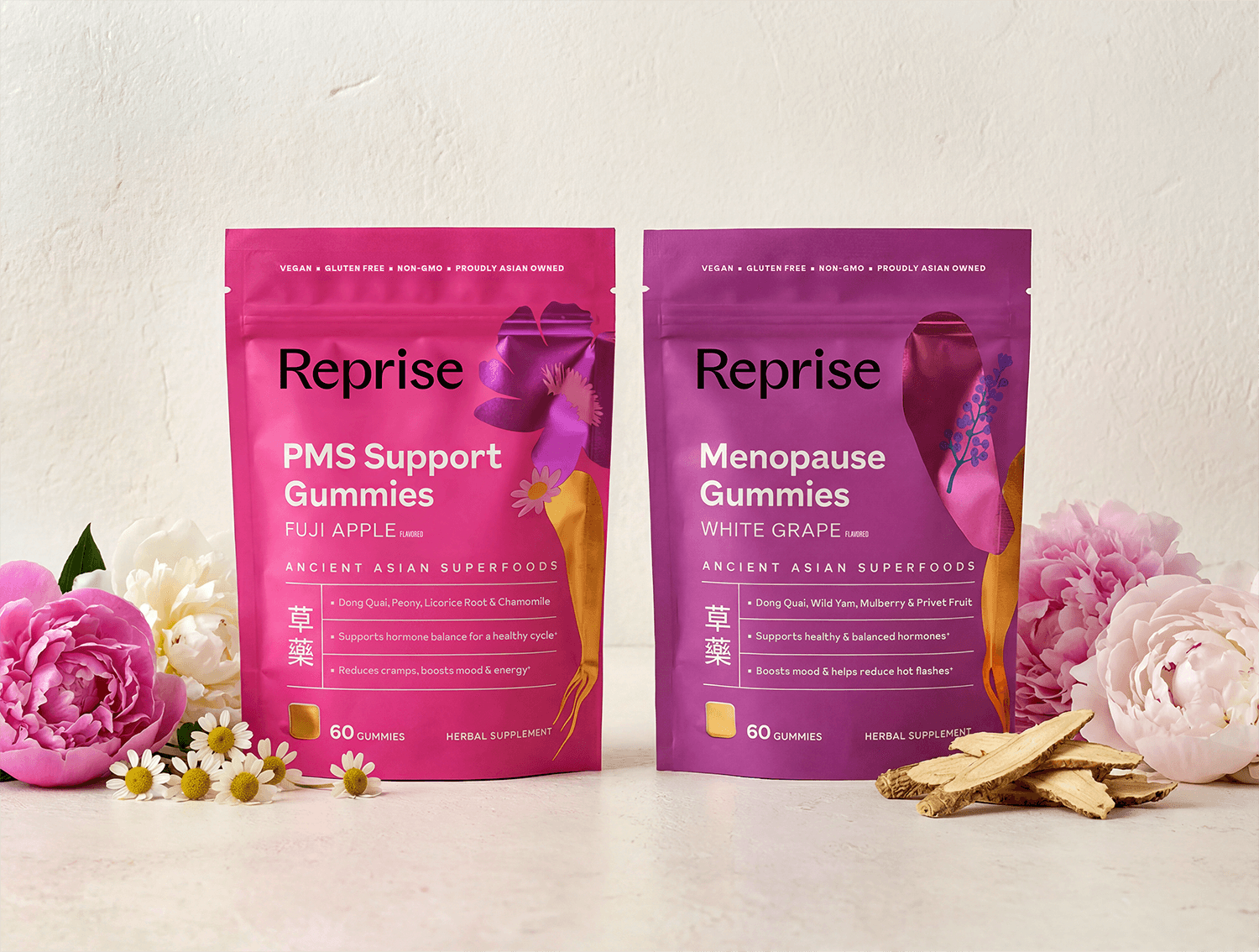 Reprise Women's Health Gummies PMS Support Menopause Packaging Design Auros Design Anna Ison