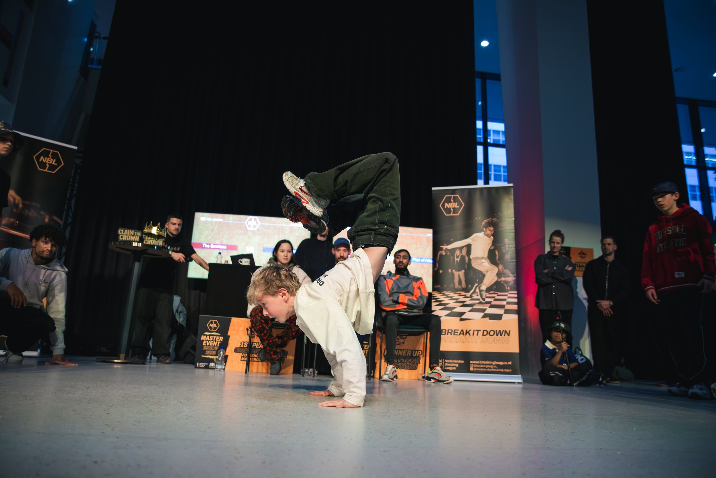 Eventfotografie NBL Master Event 2025 door Steef - Dynamische actiefoto van breakdance wedstrijd in Den Haag.