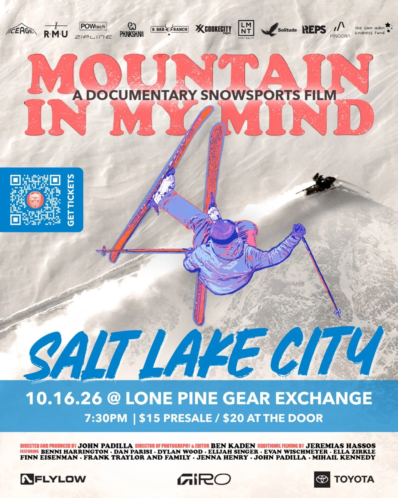 Come watch SLC locals @jenryhenna @evan_wischmeyer &amp; @hug.yourhomies / @gormaybreadcrumbs on the BIG SCREEN in our 4th film about mental health in the mountains in Salt Lake City on 10/16/26 @lonepinegearx at 7:30pm. Tickets are selling out fast,