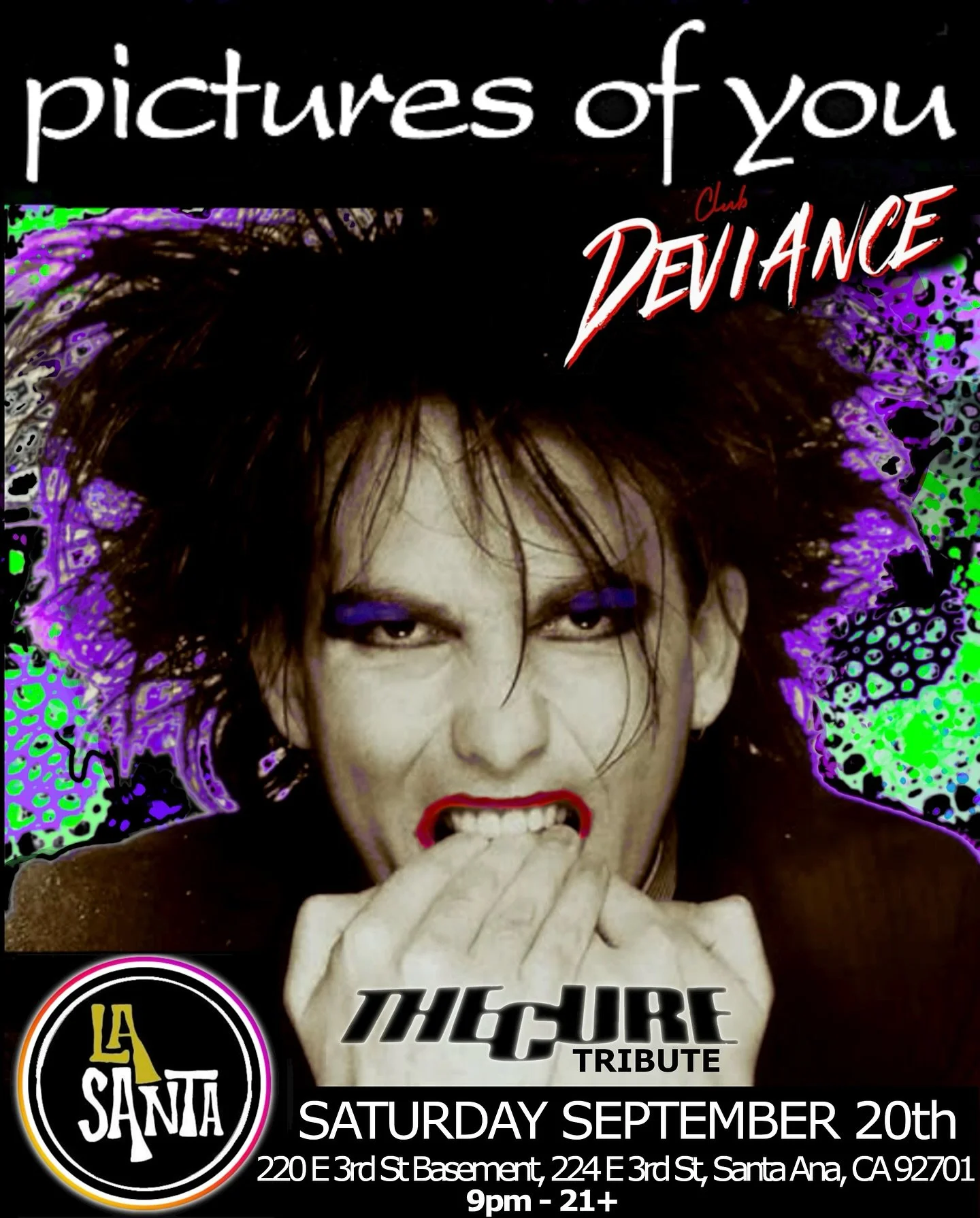 We’ll see you this Saturday Sept 20th @clubdeviance @lasantaoc let’s get together and party! #thecure #livemusic #80smusic #dancenight #nightlife