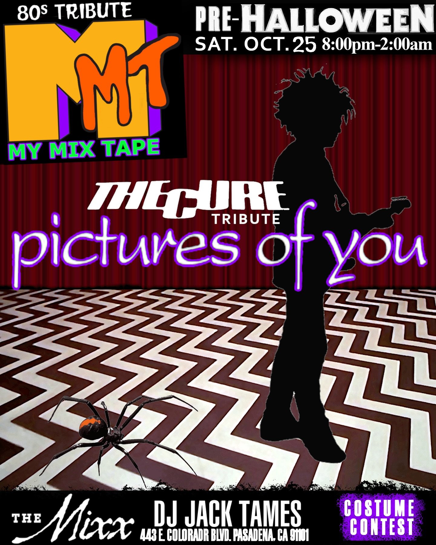 Get your tickets now for our Halloween party on Sat Oct 25 @themixx_pasadena !! 🎃👻💀Come and join us for a spooky night filled with the music of The Cure, along with @mymixtapetribute playing live and @13jacktames spinning the hits! Wear your best 