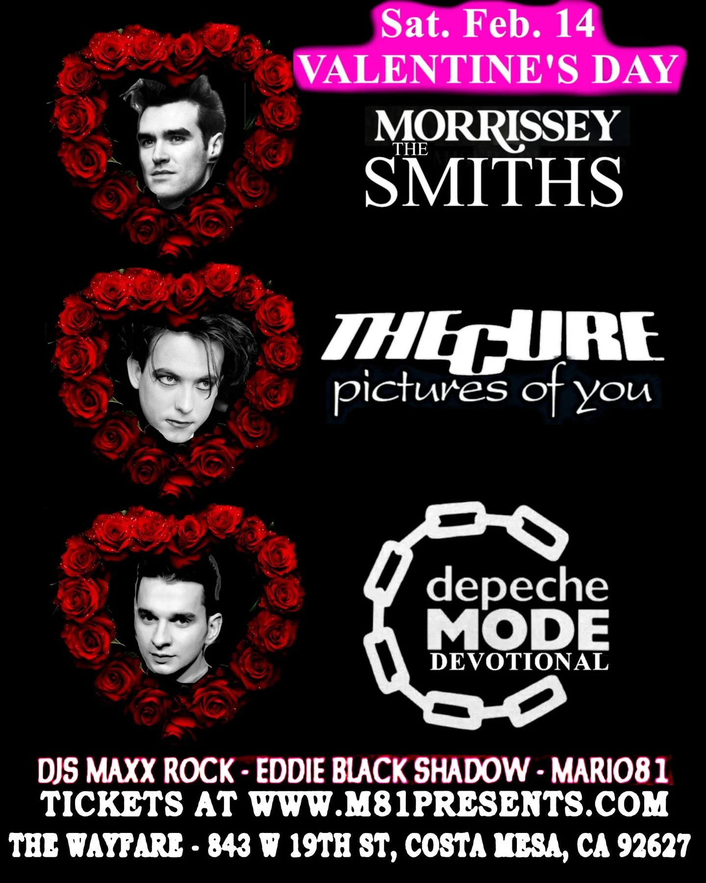 We&rsquo;re in a great lineup Sat Feb 14th Valentines Day @wayfarercm along with @miserablelads and @devotional_dmexperience_ ! Get your tickets now! You won&rsquo;t want to miss this special show! With DJs @djeddieblackshadow @dvjmaxxrock @dj_mario8