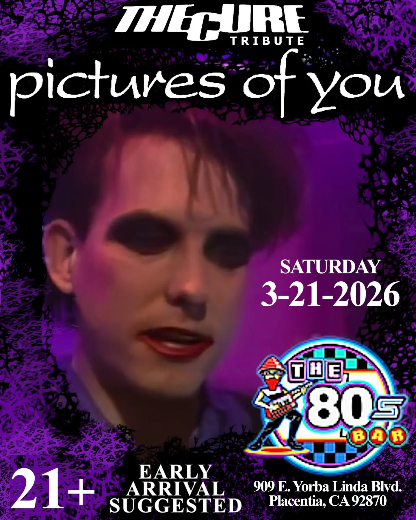 Saturday March 21st we&rsquo;ll be doing a show @the80sbarandgrill in Placentia! Come on down for a special night- we&rsquo;ll be playing the very best of The Cure! Dance party!! #thecure #livemusic #newwave #robertsmith #danceparty